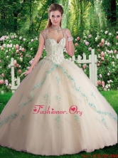 Custom Made Sleeveless Beading and Appliques Sweet 16 Dresses in Champange SJQDDT271002FOR