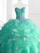Custom Made Sweetheart Beading and Ruffles Quinceanera Gowns in Turquois SWQD067-3FOR