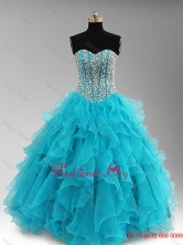 Elegant Beaded and Ruffles Quinceanera Dresses in Aqua Blue SWQD046FOR