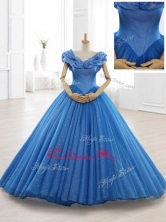 Exclusive Appliques Off the Shoulder Sweet 16 Dresses in Blue SWQD061AFOR
