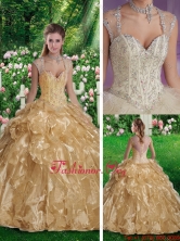Fashionable Sleeveless Beading Sweet 16 Gowns in Champange SJQDDT263002FOR