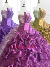 Fashionable Strapless Pick Ups Quinceanera Dresses with Sequins and Ruffles SWQD073FOR