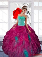 Fashionable Sweetheart Appliques and Ruffles Sweet Sixteen Dresses in Multi Color QDDTB4002FOR