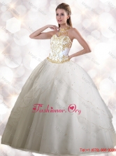 Feminine Halter Top White Quinceanera Gowns with Appliques SJQDDT112002FOR