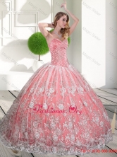 Free and Easy Sweetheart 2015 Quinceanera Gown with Beading and Lace QDDTC17002FOR