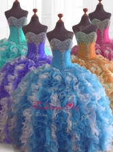 Low Price Beading and Ruffles Quinceanera Dresses in Multi Color SWQD074FOR