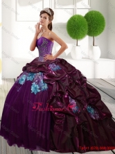 Luxurious Sweetheart 2015 Quinceanera Gown with Appliques and Pick Ups QDDTB13002FOR