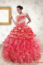 Luxurious Sweetheart Appliques Quinceanera Dresses in Watermelon XFNAOA43FOR