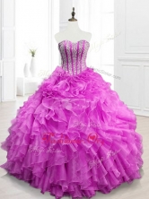 Modern Beading and Ruffles Fuchsia Quinceanera Gowns for 2016 SWQD063-3FOR