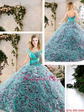 Modest Brush Train Quinceanera Gowns with Beading and Ruffles for 2016 SJQDDT240002-1FOR
