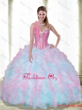 New Style Sweetheart Beading and Ruffles Multi Color Quinceanera Dresses SJQDDT21002FOR