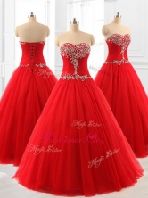 Perfect A Line Beading Tulle Quinceanera Dresses for 2016 SWQD060-1FOR
