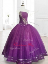Perfect Strapless Purple Floor Length Quinceanera Gowns with Beading SWQD075-2FOR