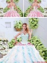 Popular Beading and Ruffles Quinceanera Dresses with Brush Train SJQDDT245002AFOR