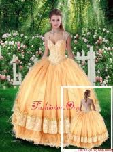 Pretty Ball Gown Champange Quinceanera Dresses with Beading and Appliques SJQDDT257002FOR
