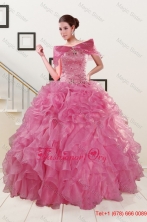 Puffy Sweetheart Pink Quinceanera Dresses with Beading XFNAOA06AFOR