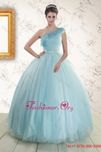 Romantic One Shoulder Light Blue Quinceanera Dress for 2015XFNAO588FOR
