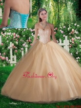 Simple A Line Sweetheart Beading Champagne Quinceanera Dresses for 2016 SJQDDT314002FOR