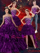 Strapless Ball Gown Quinceanera Dress with Embroidery and Ruffles QDZY244TZA2FOR