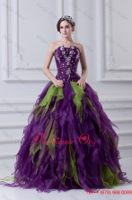 Uniques Multi-color Strapless Ball Gown Quinceanera Dress with BeadingFVQD033FOR