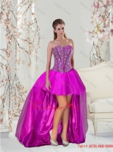 2015 Beautiful High Low Beading Fuchsia Prom Dresses QDDTA1003-4FOR