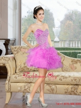 2015 Beautiful Mini Length Sweetheart Quinceanera Dresses with Appliques and Ruffles QDDTC41004-1FOR