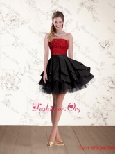 2015 New Style Strapless Beaded Prom Dresses in Red and Black QDZY597TZCFOR