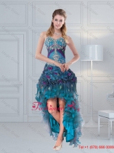 2015 Pretty Straps Multi Color Prom Gown with Embroidery and Hand Made Flower  QDZY321TZBFOR