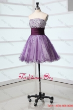 2015 Winter Purple A-line Strapless Beaded Short Prom Dress  FFPD0376FOR