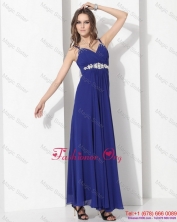 2015 Wonderful Ankle Length Blue Prom Dress with Beading WMDPD262FOR
