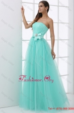 2016 Summer A-line Baby Blue Strapless Sash Beading Tulle Prom Dress FFPD0565FOR