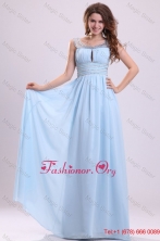 2016 Summer Baby Blue Empire Beading Scoop Floor-length Chiffon Prom Dress with Side Zipper FFPD0451FOR