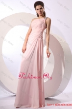 2016 Summer Baby Pink Empire One Shoulder Beaded Prom Dress with Ruches FFPD0372FOR