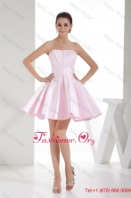 A-line Sweetheart Baby Pink Mini-length Prom Dress with Ruche WD4-712FOR