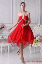 Appliques with Beading Decorated Halter Prom Dresses with Ruffled Edge WD4-246FOR