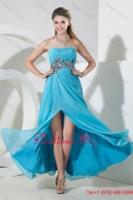 Aqua Blue Empire Chiffon Strapless Sequins Prom Dress with Floor-length  UNION28T07PSFOR