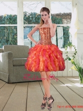 Ball Gown Strapless Multi Color 2015 Prom Dresses with Beading and Ruffles QDZY251TZCFOR