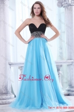 Beaded Decorate Waist Sweetheart Black and Aqua Blue Prom Dress FFPD0750FOR