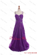 Cheap Appliques and Beading Eggplant Purple Prom Dresses with Sweep Train DBEES214FOR