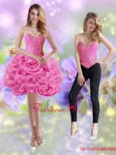 Classical 2015 Short Sweetheart Rolling Flowers Rose Pink Prom Dress  SJQDDT18004FOR