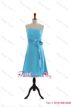 Discount Belt and Bowknot Short Prom Dress in Aqua Blue for 2016 DBEES228FOR