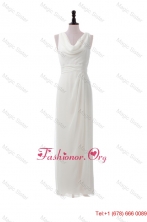 Discount Empire V Neck Long Prom Dresses in White DBEES254FOR