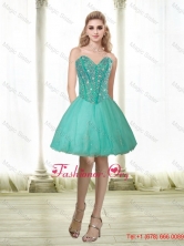 Elegant 2015 Beading and Appliques Sweetheart Prom Dress in Turquoise  QDDTA69003FOR