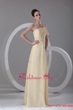 Elegant Empire One Shoulder Chiffon Ruching Champagne Prom Dress FFPD0996FOR