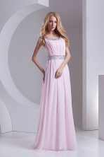 Empire Scoop Chiffon Beading Ruching Baby Pink Prom Dress  FVPD127FOR