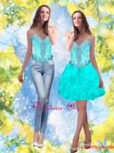 Exclusive 2015 Beading and Ruffles Sweetheart Aqua Blue Prom Dress  SJQDDT16004FOR