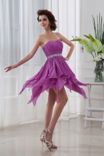 Fuchsia Empire Sweetheart Short Beading Ruching Chiffon Prom Dress FVPD110FOR