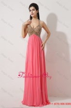 Gorgeous Halter Top Brush Train Prom Dresses in Watermelon Red DBEE369FOR