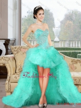 Luxurious 2015 High Low Sweet 16 Dress with Appliques and Ruffles  QDDTC41003-1FOR