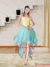 Multi Color Strapless High Low 2015 Elegant Prom Gown with Bowknot MLXNHY05TZBFOR